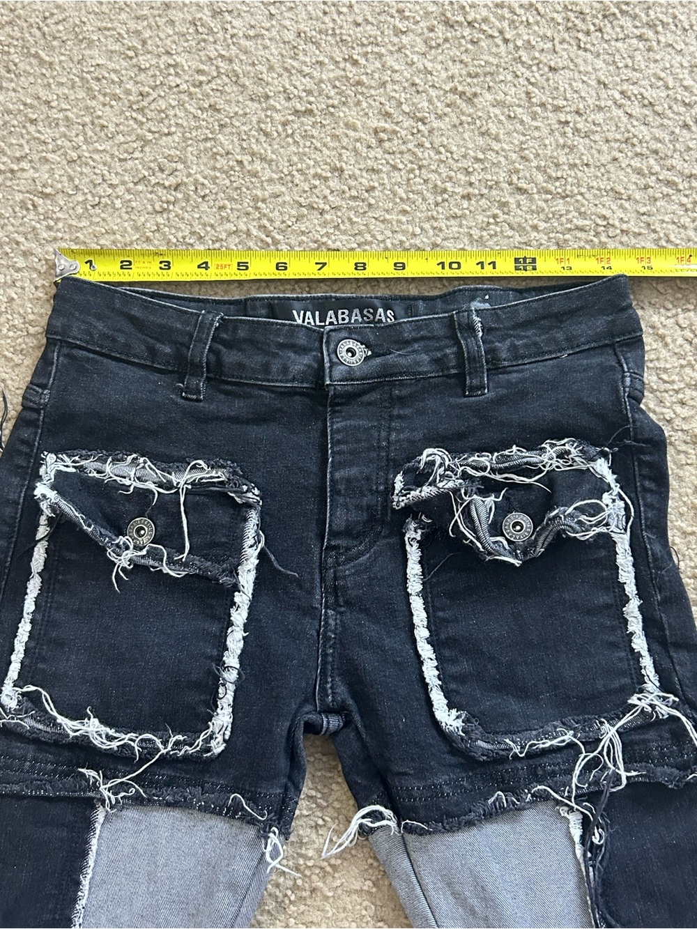 Valabasas Jeans Mens 29x36 Black Gray Distressed Stacked Patchwork - Picture 9 of 9